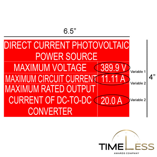 Direct Current Photovoltaic Power Source Red/White Electrical Label